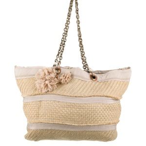 Lanvin Woven straw grosgrain ribbon large tote
